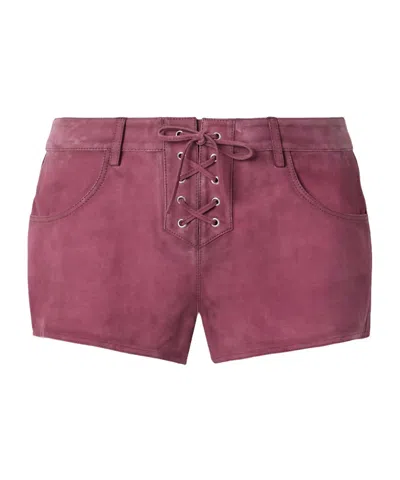 Isabel Marant Vanel Lace-up Suede Shorts In Brown