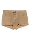Isabel Marant Belt Loops Suede Texture Shorts In Neutrals