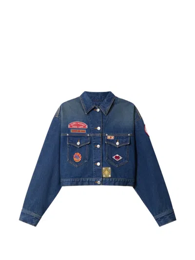 Isabel Marant Demia Embroidered-patches Denim Jacket In Blue