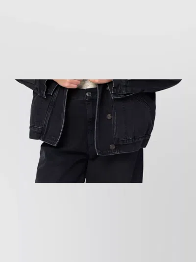 Isabel Marant Denim And Faux Fur Jacket With Sherpa Collar In Black