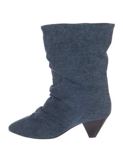 Pre-owned Isabel Marant Denim Animal Print Slouch Boots In Blue