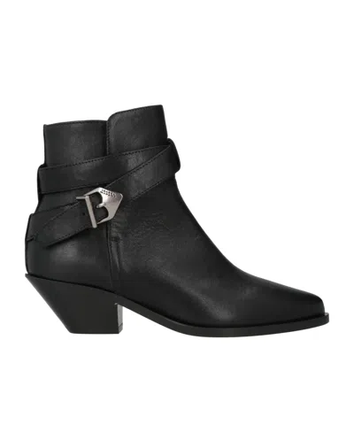 Isabel Marant Denim Ankle Boots In Burgundy