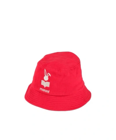 Isabel Marant Denim Bucket Hat In Red