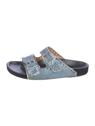 Pre-owned Isabel Marant Denim Colorblock Pattern Slides In Blue