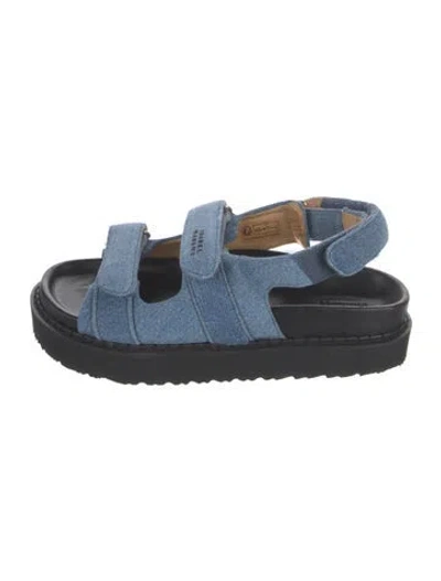 Pre-owned Isabel Marant Denim Colorblock Pattern Slingback Flats In Blue