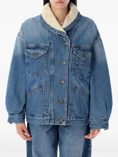 ISABEL MARANT ISABEL MARANT DENIM JACKET WITH SHERPA COLLAR PIMIA