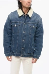 Isabel Marant Denim Jacket With Sherpa Lining And Collar In Blue