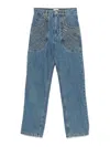 Isabel Marant High-waisted Denim Trousers Diamond-quilted Detailing In Azul
