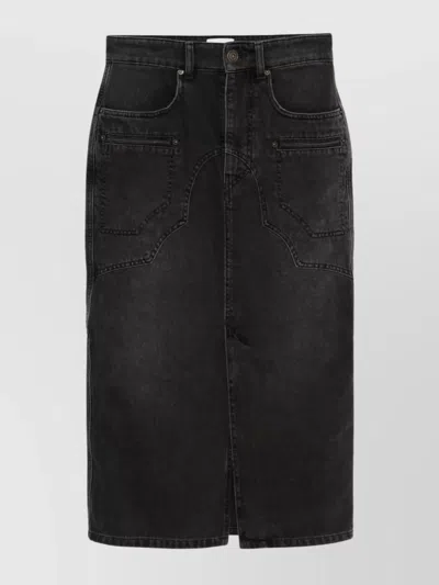 ISABEL MARANT DENIM MIDI SKIRT FRONT SLIT