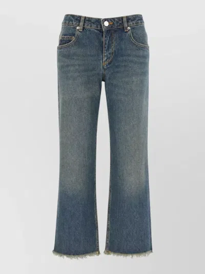 Isabel Marant Denim Pants Belt Loops Contrast Stitching In Blue