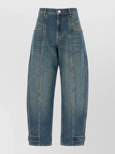 Isabel Marant Denim Pants Belt Loops Contrast Stitching Pockets In Blue