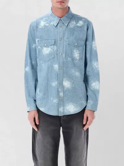 Isabel Marant Denim Shirt Regular Fit Rounded Hem In Blue