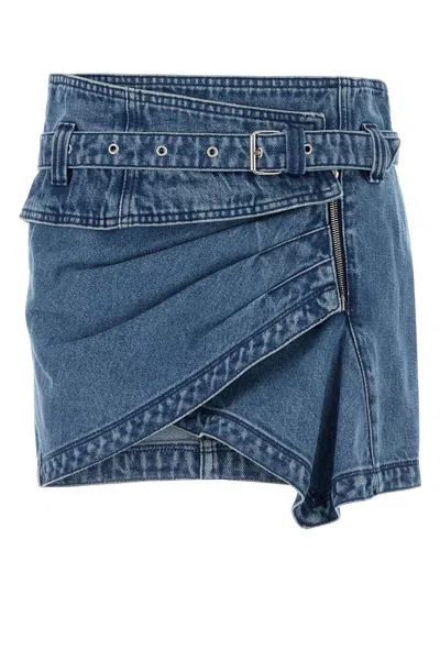 Isabel Marant Asymmetric Hem Mini Skirt Featuring Pockets In Blue