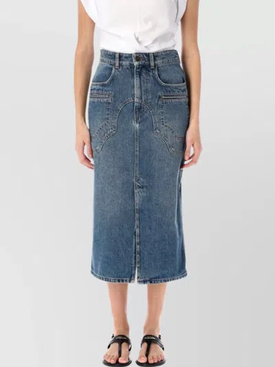 ISABEL MARANT DENIM SKIRT WITH POCKETS AND STITCHING