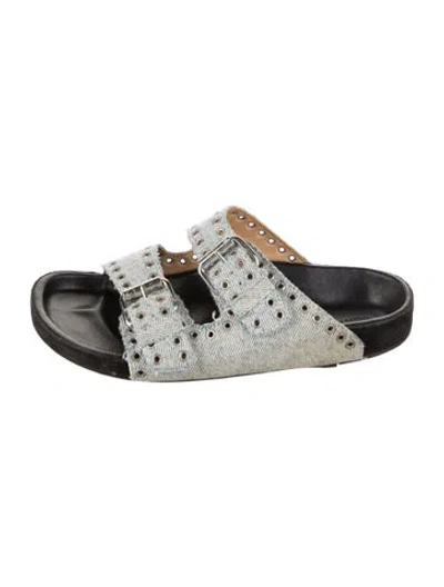 Pre-owned Isabel Marant Denim Striped Slides In Blue