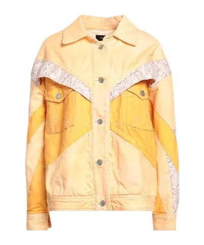 Isabel Marant Nisao Oversized Patchwork Embroidered Denim Jacket In Pastel Orange