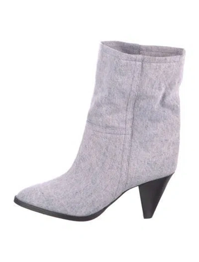 Pre-owned Isabel Marant Denim Tweed Pattern Slouch Boots In Purple