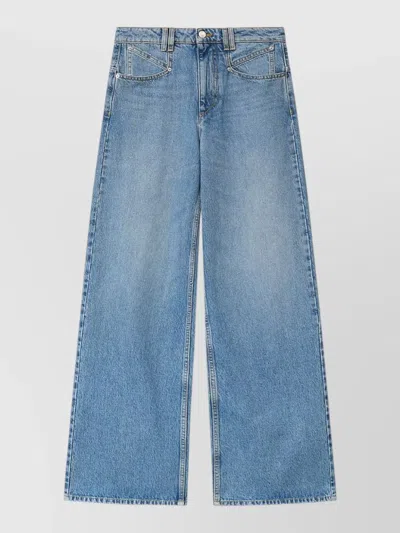 Isabel Marant Denim Wide Leg Jeans Nylon Silk Blend In Blue