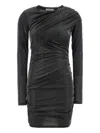 Isabel Marant Mini Dress With Long Sleeves And Ruched Detailing In Gray