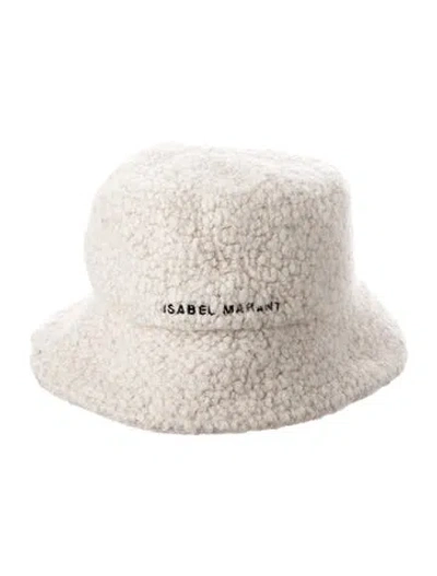 Pre-owned Isabel Marant Denji Boucle Bucket Hat In Neutral