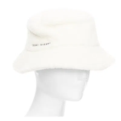 Pre-owned Isabel Marant Denji Ecru Alpaca Virgin Wool Blend Teddy Logo Bucket Hat In Brown