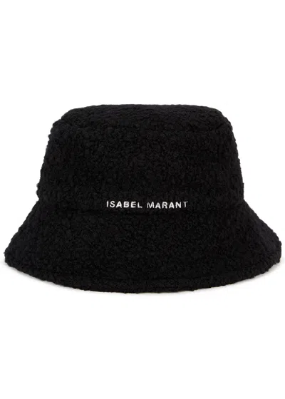 Isabel Marant Denji Faux Shearling Bucket Hat In Black