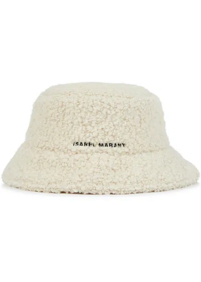 Isabel Marant Denji Ivory Wool-blend Bouclé Bucket Hat In White