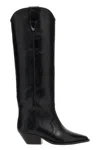 Isabel Marant Denvee Black Knee-high Boots With Medium Block Heel In Leather Woman In Black