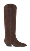 Isabel Marant Denver Leather Knee High Western Boots In Brown