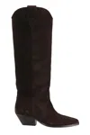 Isabel Marant Denver Leather Knee High Western Boots In Brown