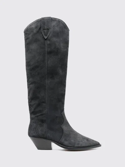 Isabel Marant Denvee Knee-high Suede Western Boots With Low Heel In Multi