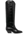 Isabel Marant Denvee Black Knee-high Boots With Medium Block Heel In Leather Woman