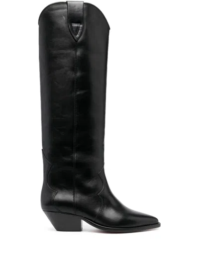 Isabel Marant Denvee Leather Boots In Black
