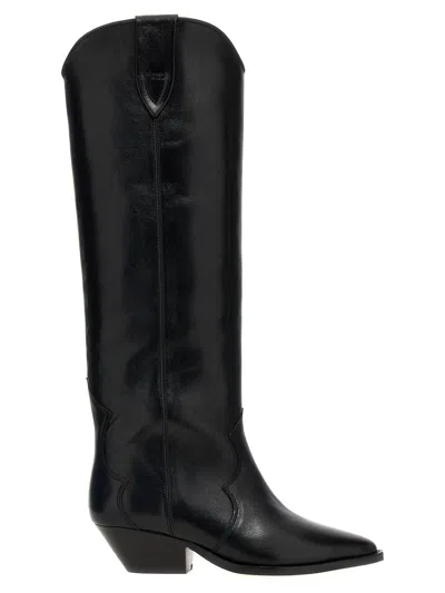 Isabel Marant Denvee Leather Boots In Black