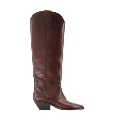Isabel Marant Denvee Leather Cowboy Boots In Brown