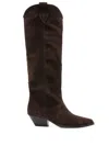 Isabel Marant Chocolate Denvee Gz Pointed-toe Cuban Heel Suede Boots In Brown