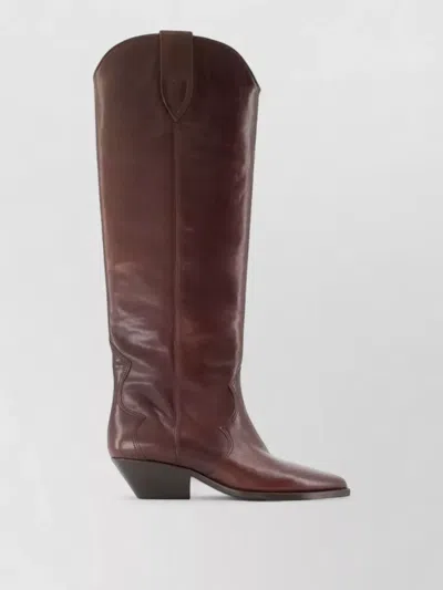 Isabel Marant Denvee Leather Western Knee Boots In Brown