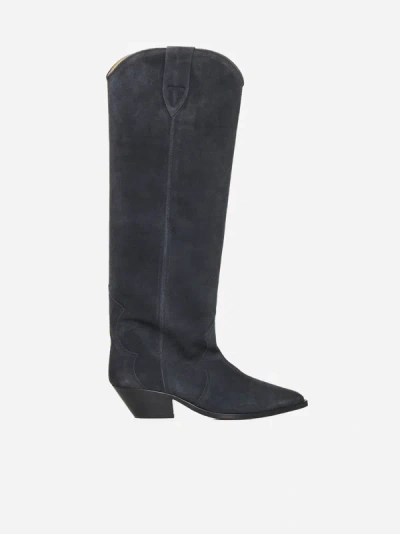 Isabel Marant Grey Denvee Tall Boots In Faded Black