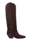 Isabel Marant Denver Leather Knee High Western Boots In Brown