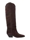 Isabel Marant Denver Leather Knee High Western Boots In Brown
