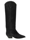 Isabel Marant Denvee Suede Cowboy Boots In Faded Black