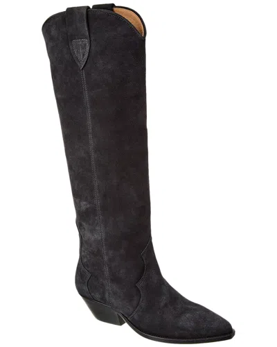 Isabel Marant Denvee Suede Knee-high Boot In Black