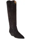 Isabel Marant Denvee Suede Knee-high Boot In Black