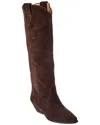 Isabel Marant Denver Leather Knee High Western Boots In Brown