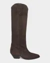 Isabel Marant Denver Leather Knee High Western Boots In Brown