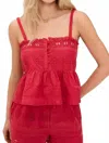 Isabel Marant Denys Eyelet Cami Top In Red In Red