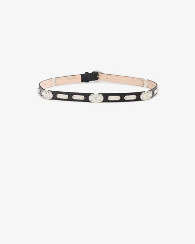 Isabel Marant Depson Leather Belt In Black-palladium