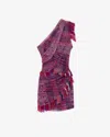 Isabel Marant One-shoulder Frayed Printed Gauze Mini Dress In Pink