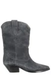 Isabel Marant Mid-height Block Heel Suede Western Boots In Gray