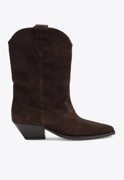 Isabel Marant Deurto Suede Cowboy Mid-calf Boots In Brown